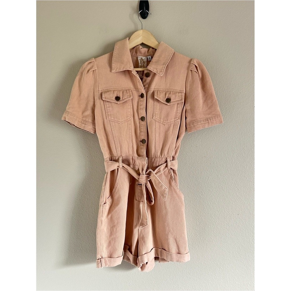 Sadie and Sage Blush Utility Tie-Waist Romper small MC!-11